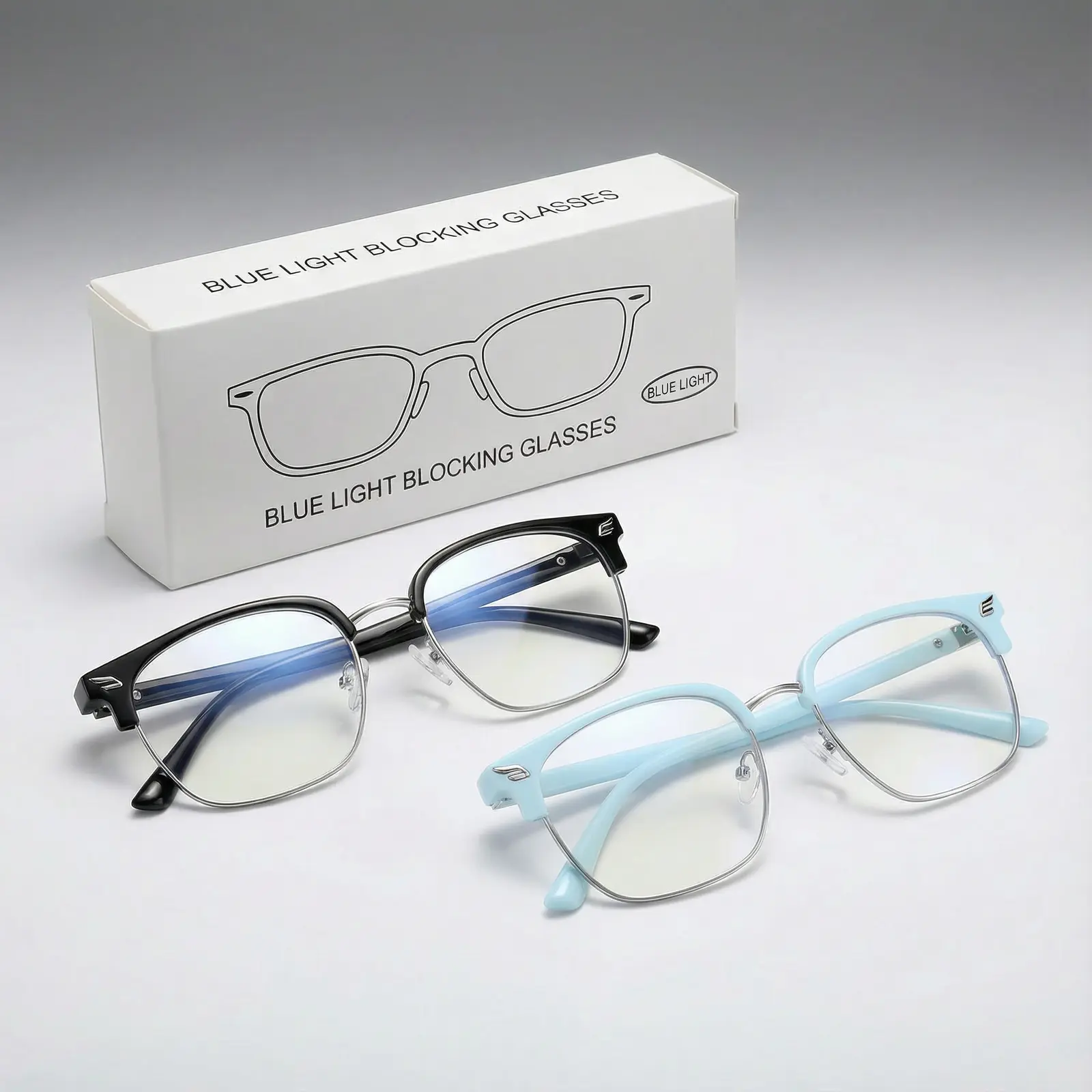 Minimalist Rectangular Blue Light Blocking Glasses, Unisex Metal Frame for Office & Play, Anti-Glare Gaming & Daily Wear (Multi-Pack), Birthday