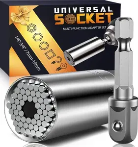 Universal Socket Tool Set with Power Drill Adapter, Compatible with Standard and Metric Nuts, Ideal Gift for Dads and DIY Enthusiasts