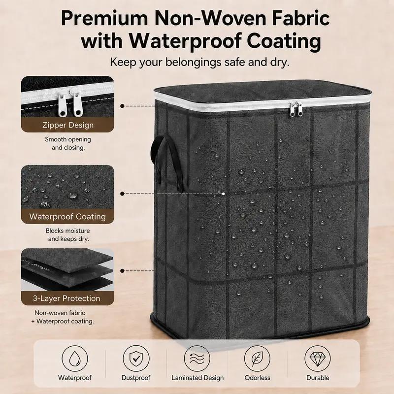 XXL 180L Large Foldable Storage Bag with Handles - Heavy Duty Clothes Organizer for Closet, Moving & Seasonal Storage, Space Saving