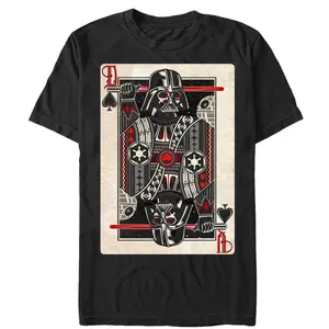 Star Wars Men's Short-Sleeve Darth Vader King of Spades Men's Graphic Tees, Menswear T-Shirt