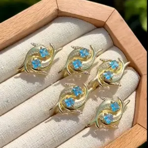 Suvi(9952)gc.S925 Golden Topaz Rings ( adjustable size )