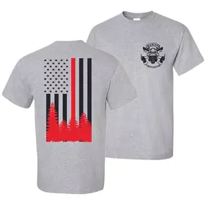 Wildland Firefighter Shirt, Thin Red Line American Flag Tee, Forest Fire Crew T-Shirt, Firefighter Pride Apparel for Men, vintage shirts, graphic tee