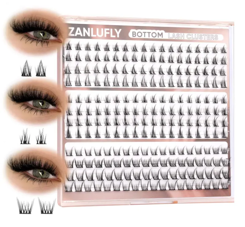ZANLUFLY Natural Lower Lashes DIY Cluster Eyelash Extension - Wispy Bottom Lash Clusters 5-8MM, 3 Styles
