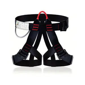 Adjustable Climbing Harness: Half Body Design For Caving, Rock Climbing, Rappelling & Tree Protection   Rope Carabiner Survival Kit