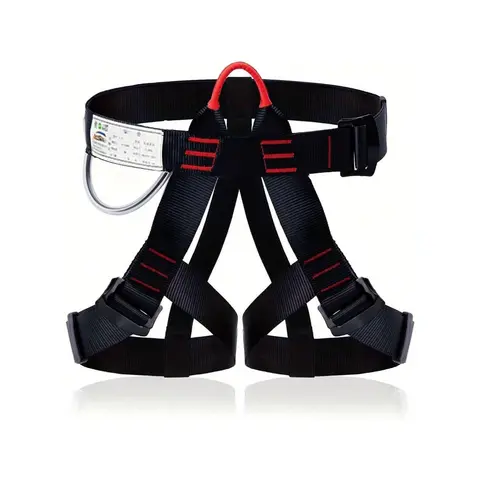 THOEDPRIX Unisex Adjustable Durable Polyester Half-Body Climbing Harness with Rope Carabiner - Secure Hold, All Sizes, Rock Climbing/Rappelling Use, Tree Climb Guard, Survival Kit Essential