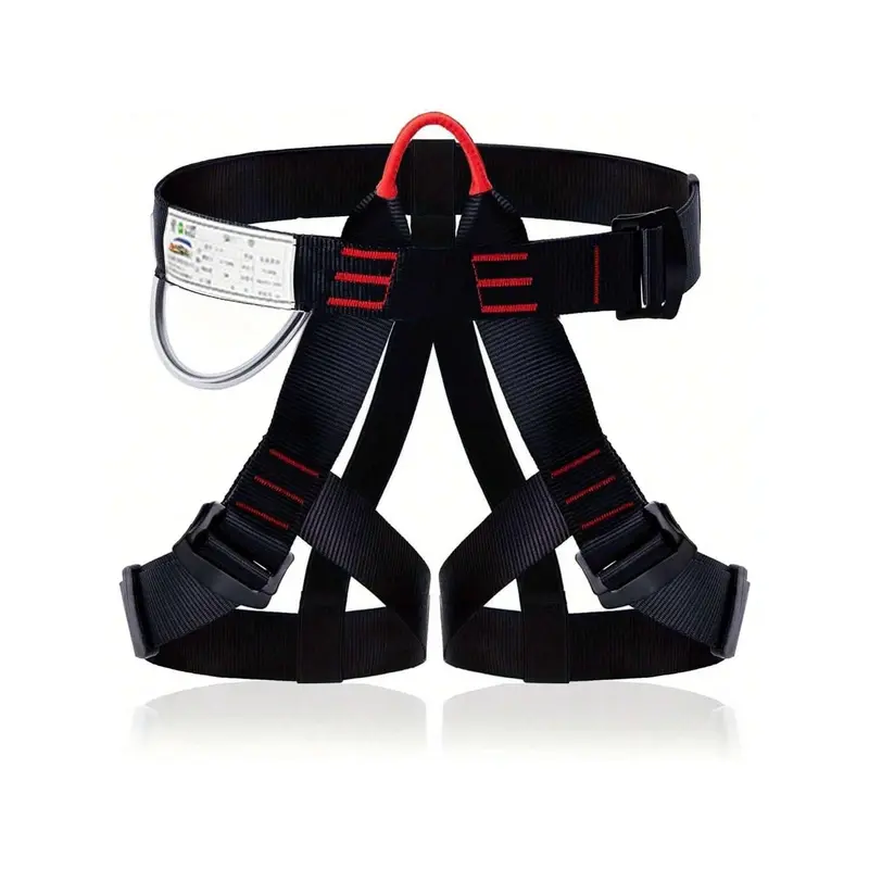THOEDPRIX Unisex Adjustable Durable Polyester Half-Body Climbing Harness with Rope Carabiner - Secure Hold, All Sizes, Rock Climbing/Rappelling Use, Tree Climb Guard, Survival Kit Essential