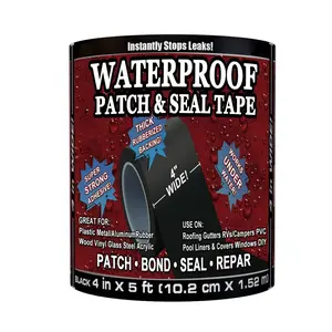 Flexible Rubberized Waterproof Tape | Leak Repair Tape for RV Roof/Plumbing/Pools | Waterproof Patch & Seal Tape | Underwater/Outdoor/Indoor Use | Black Strong Adhesive Durable Double Sided