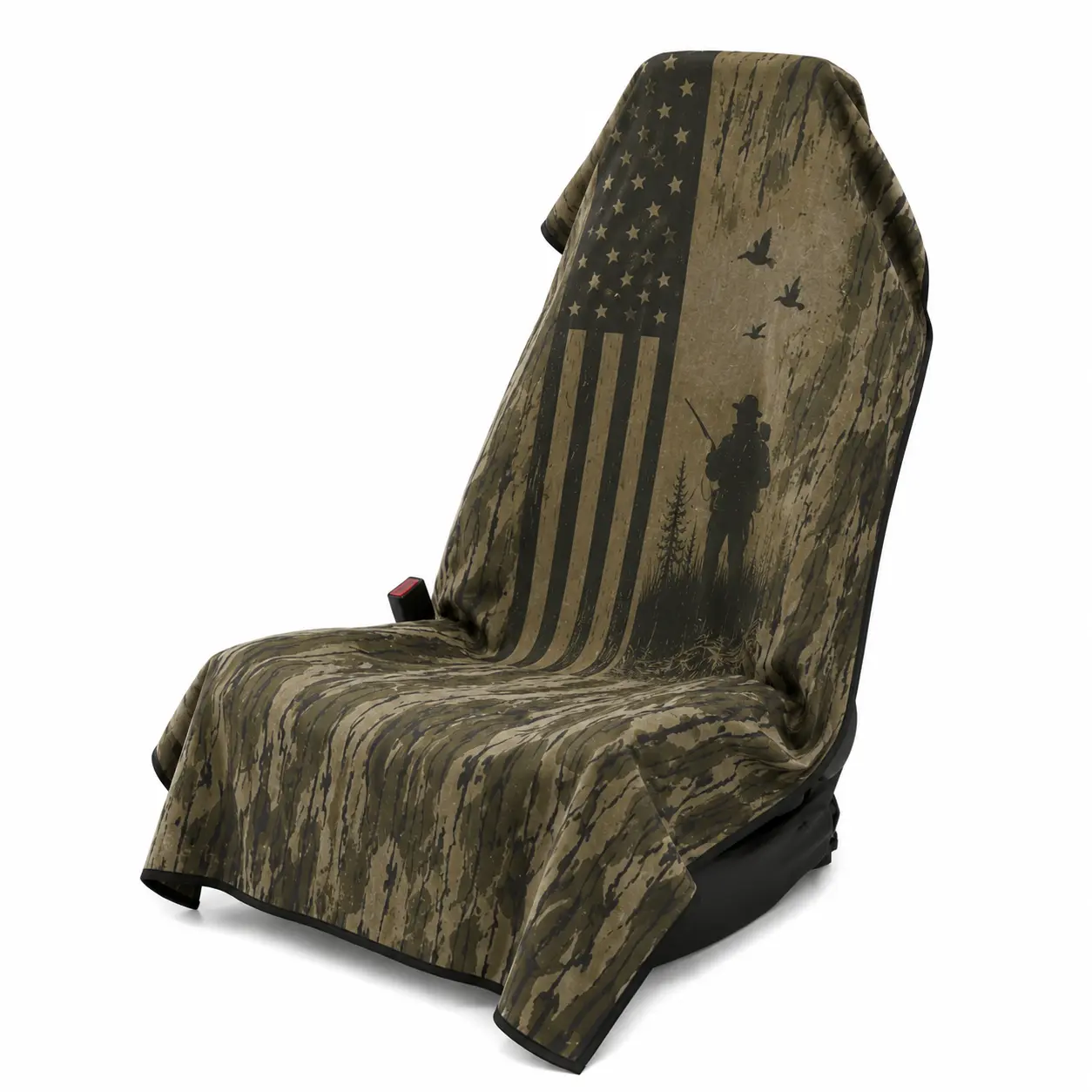 Keep Your Truck Seats Clean – American Flag Hunter Car Seat Towel Cover, Soft Absorbent Microfiber, Universal Hunting & Outdoor Seat Protector