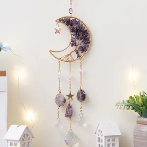 Moon Design Hanging Decor, 1 Count Artificial Crystal Decor Sun Catcher, Courtyard Garden Living Room Window Decoration, Home Decor, Interior Wall Decor, Gift for Friends