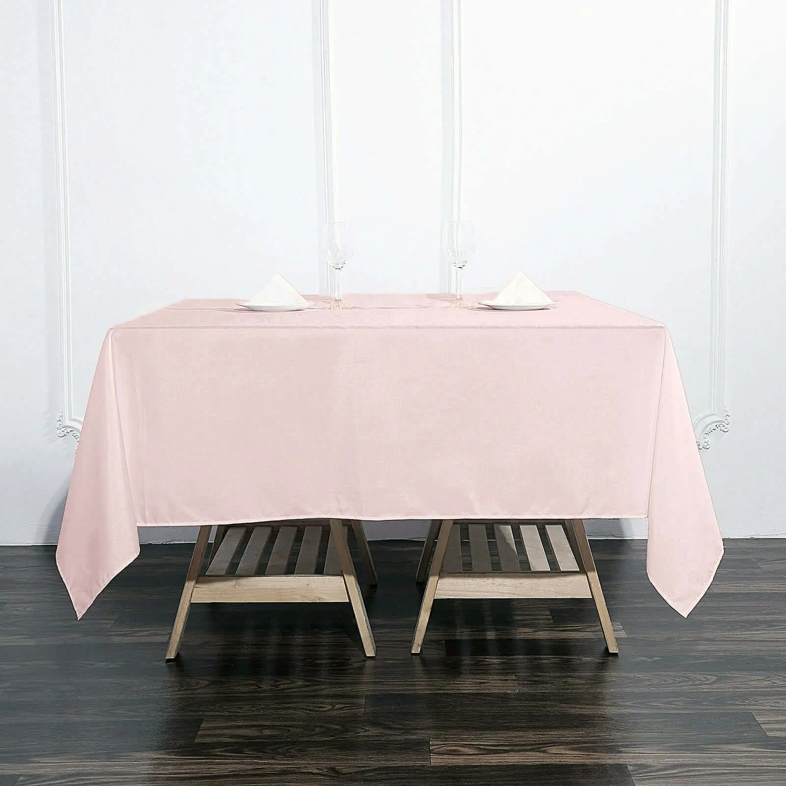 Polyester Square Tablecloth, 90"x90" Blush Pink - Wrinkle-Resistant, Durable Table Cover for Bridal Ceremonies, Dessert Tables, Candy Buffets, Restaurants