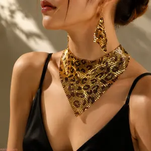 Women's 2026 Trendy Leopard Print Geometric Statement Jewelry Set Necklace Earrings Elegant Party Collection Gift Box Daily Wear Fashion Costume Jewelry Trendy Versatile Hot Style