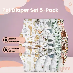 5-Pack Special Offer Pet Diapers, Dog Urine Pads, Puppy Pee Pads, Pet Absorbent Pads, Dog Diapers, Male Diapers, Male Straps, Polite Strap, Waterproof, Elastic Waist, Dog Etiquette Strap, Available in Multiple Colors