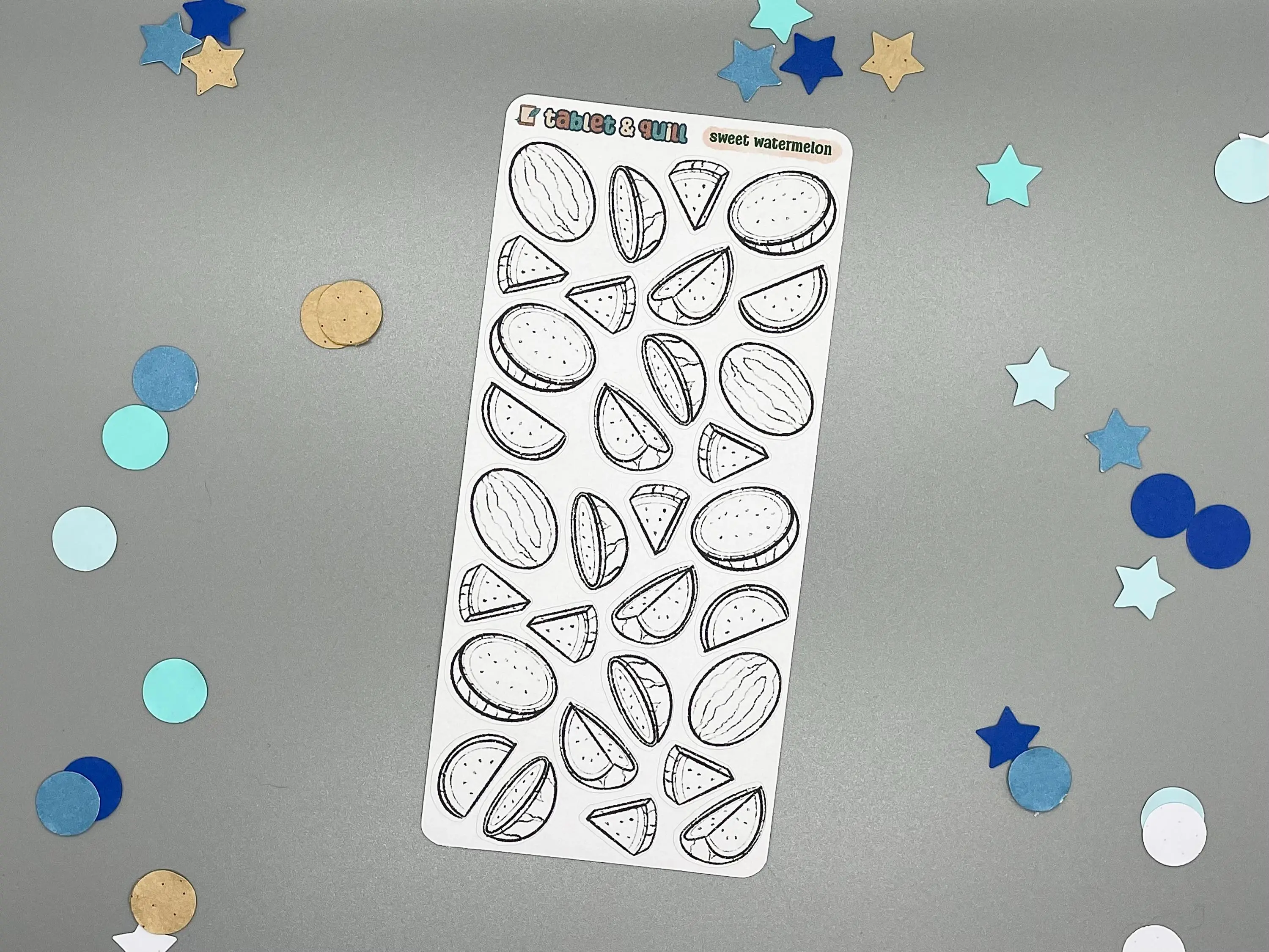 Watermelon Themed Sweet Watermelon DIY Color Black & White Sticker Sheet