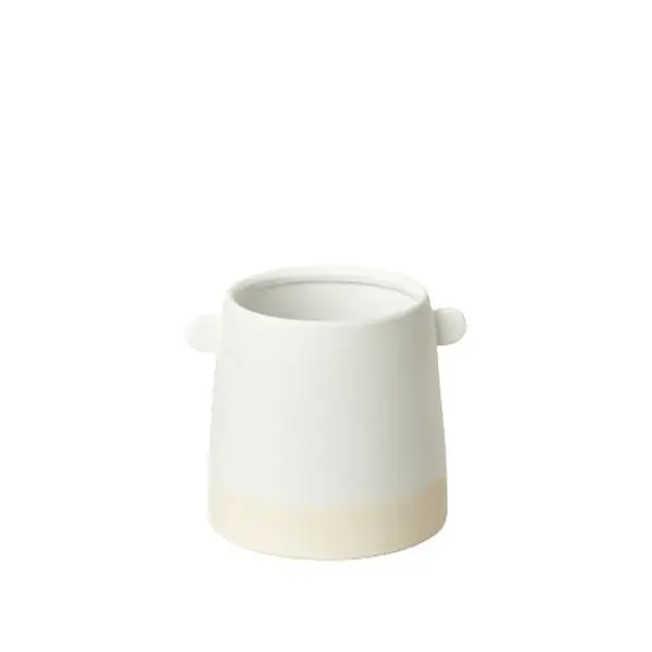 Knob Cylinder Pot - 5 Inch, White, Simple Design, Ideal for Storage and Organization