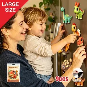 9pcs Large Size Dinosaur Magnet Stickers, Cute Magnetic PVC Magnets for Fridge, Dishwasher, Garage, Car Decoration, Perfect Gift for Friends and Family
