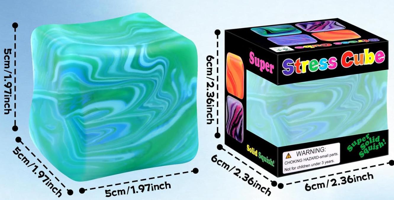 Squishy Sensory Fidget Toys Stress Cube, Gel Filled Stretchy Stress Balls for Kids Adults, Soft Ice Cube Sugar Ball for Boys Girls, Slow Rising Squishies Squeeze Balls Anxiety Relief for Autism, Gifts