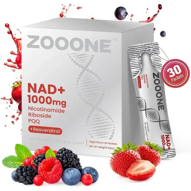 ZOOONE 1000mg NAD+ Berry Flavor Drink Mix - 30 Pack Blended Vitamin Mineral Supplement for Skin Aging Support