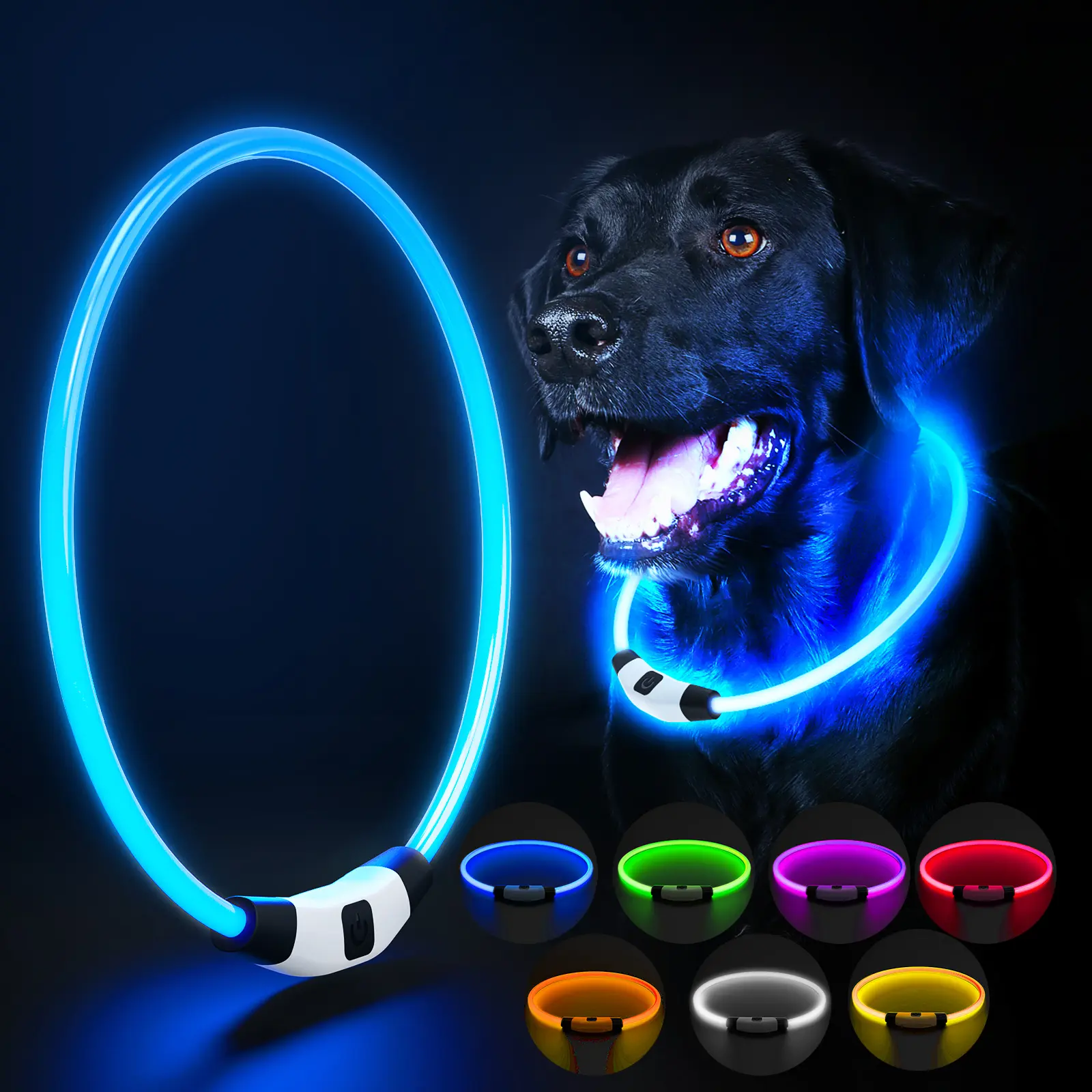 [Masbrill] LED Dog Collar USB   Rechargeable glowing light collar, cuttable waterproof TPU safety collar light, suitable for small, medium, and large dogs