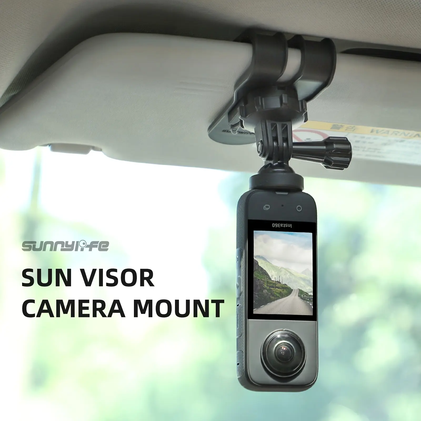 Car Visor Mount, Vehicle Mount, Holder System, Car Accessory for GoPro/DJI/Insta360/Akaso Brave/Campark, GoPro13/12/11/10/9/8/7/6/5/4, DJI Osmo Action 5Pro/4/3/360/Pocket 3/Nano, Insta360 X5/X4/X3/X2/Ace Pro/Go 3/Go Ultra, Travel Photography Accessories