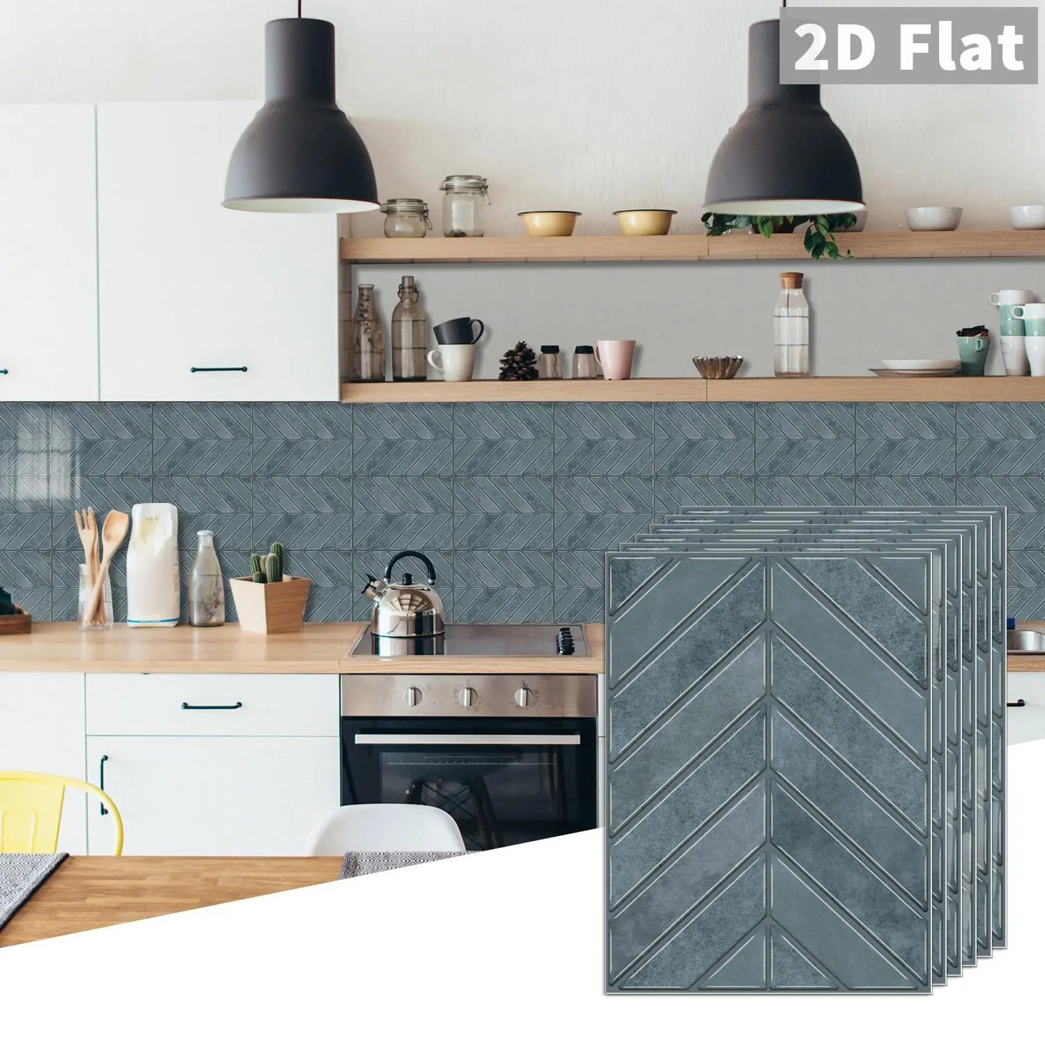 10 PCS/Box GST PE Crystal Foam Tile Stickers, Dark Gray Herringbone, Waterproof Oil-Proof Anti-Collision