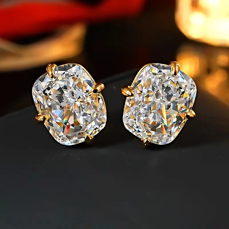 1 Pair Romantic Cubic Zirconia Stud Earrings Ear Studs For Women For Party Engagement Anniversary Jewelry Valentine's Day Gift Bride Earrings | 2026 New Copper Premium Moissanite-Style CZ Stud Earrings, Pretty Studs with Bold Shine (7mm+9mm)