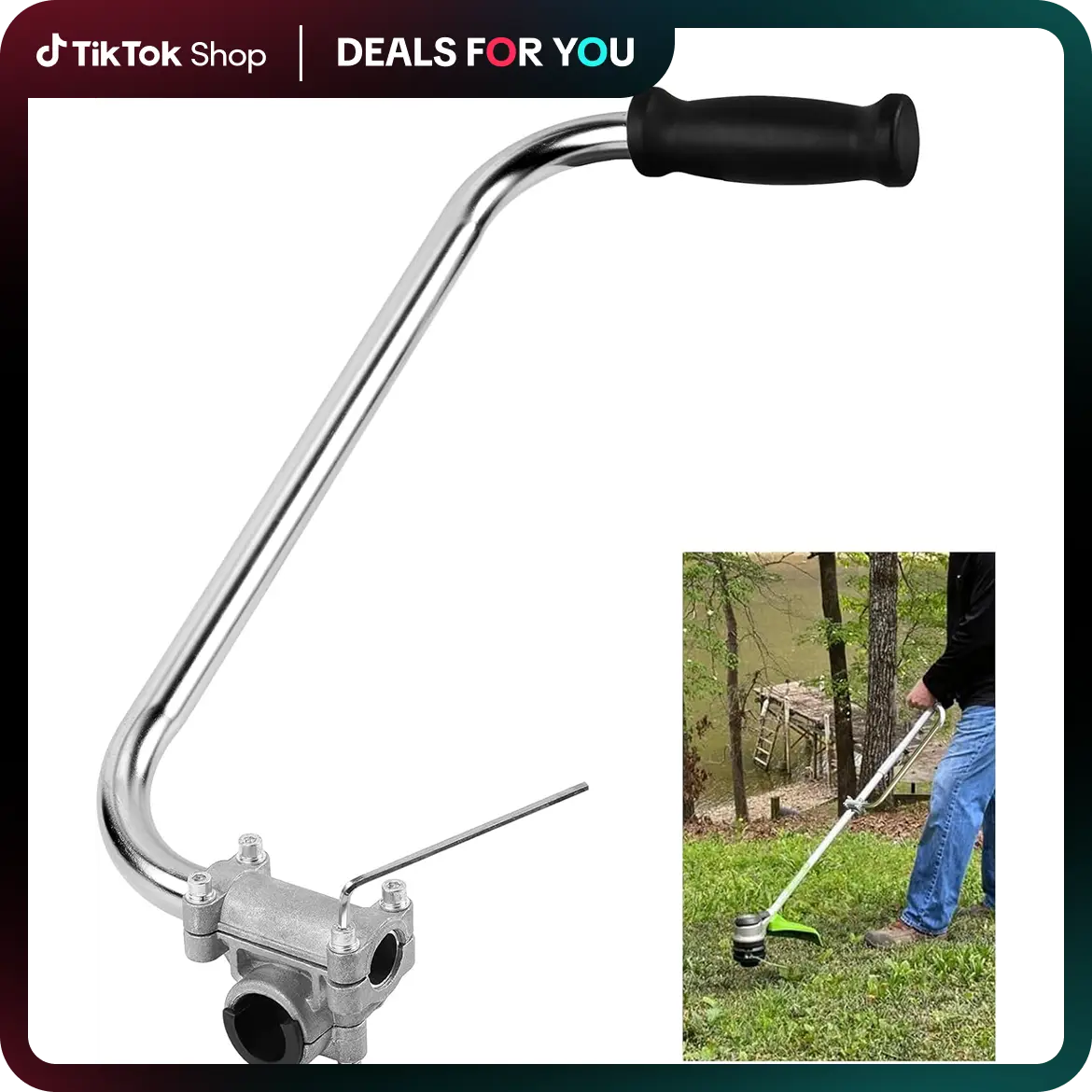 Weed Eater Handle - Ergonomic Weed Eater Attachments Aluminum Trimmer Grip Weedeater Handle with Bracket Clamp for Lawn Care, Landscaping, Yard Trimmi