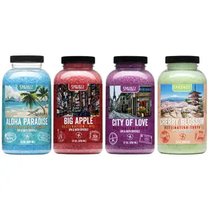 Aromatherapy Bath Salt Crystal 4-Pack – Hawaii, New York, Paris  & Tokyo Scents | Spa Gift Set for Hot Tub & Bath by Spazazz | Magnesium Soak