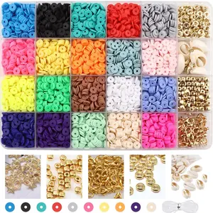 2400pcs/3500pcs/6000pcs Soft Clay Beads DIY Set, Friendship Bracelet Kit, Christmas Polymer Clay Jewelry Making Supplies, DIY Jewelry Accessories, Diy Jewelry Decoration, DIY Mix Beads
