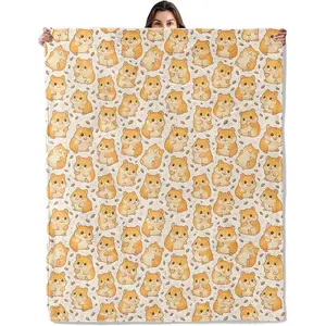 Hamster Throw Blanket for Boys Girls Kids Adults, Cozy Cute Rodent Animal Theme Flannel Blankets Gifts for Camping, Bedroom, Couch, Room Home Decor