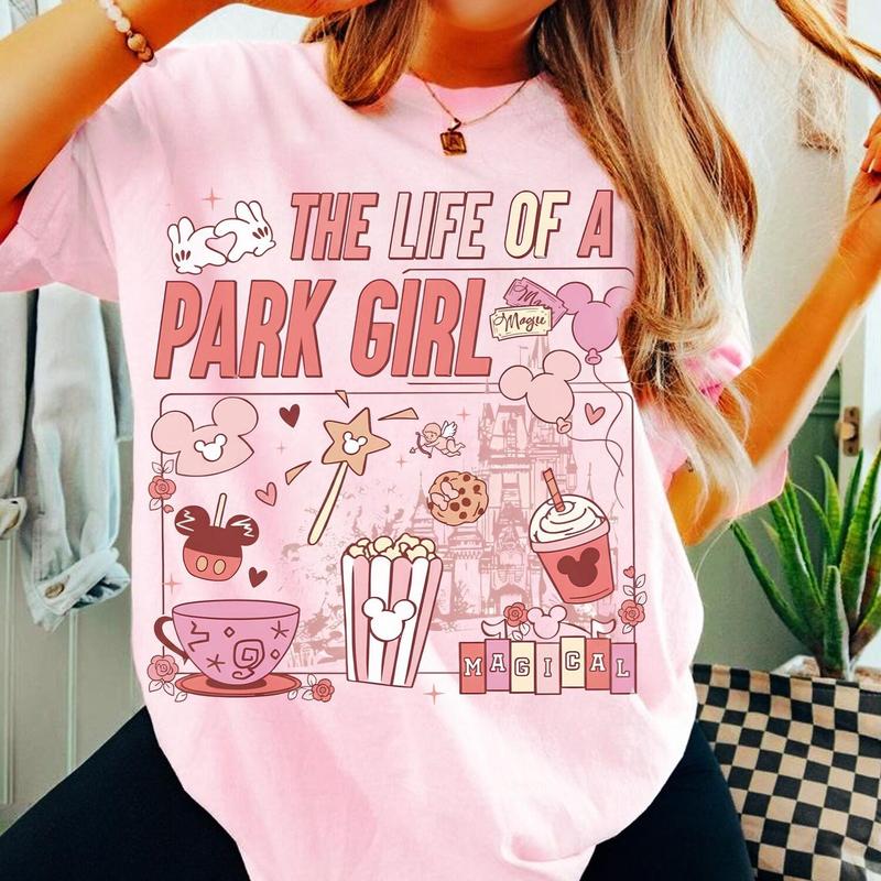 Comfort Color Retro Life Of A Park Girl Happy Valentine's Day TShirt, Valentine 2026 Shirts, Snacks Valentine Tee, Magic Kingdom Shirt