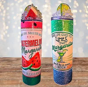 20 Oz Lime And Watermelon Stainless Steel Ice Tumbler with Removable Magnetic Lid and Metal Straw - Drinkware, Bottle