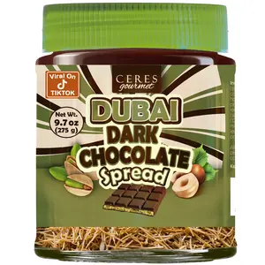 Ceres Gourmet Dubai Dark Chocolate Spread 9.7 oz - Gourmet Jar with Pistachio Kataifi, Dubai Chocolate Filling, Perfect Luxury Snack & Gift - Dessert, Sweet