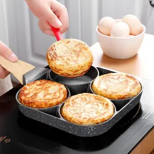 Non-Stick Egg Frying Pan, 1 Piece of 4 Perforated Belt Handle Frying Pan, Multi-Functional Household Kitchen Frying Pan, Household Kitchen Products, Kitchen Gadgets