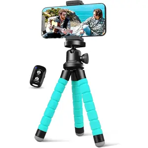 Phone Tripod, Flexible Tripod for  and Android, Portable with  Remote and Clip for Video Recording/Vlogging/Selfie (Blue)