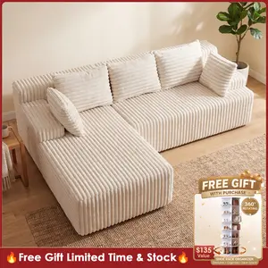 【LIMITED TIME FREE GIFT】Modern-Style Boneless modular couch, L-Shaped Cloud Sofa with Chaise Lounge, Cloud Couches for Living Room, No Assembly Required Corduroy sectional modern