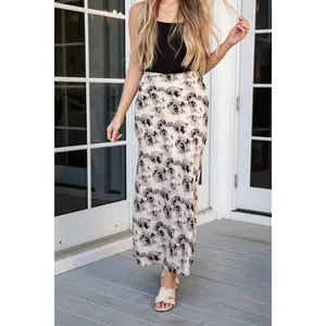 Classy Intentions Taupe Satin Maxi Skirt