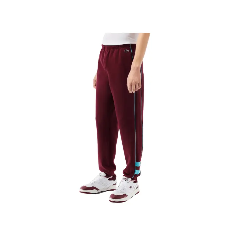 Men's Lacoste Embroidered Regular Fit Cotton Fabric Straight Track Pants, Sporty Sports Bottoms for Outdoor Activities