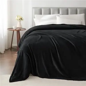 King Size Black Blanket for Bed Luxury Plush Cozy Fuzzy Fleece 108x90 Inches Super Soft Warm Big Lightweight Throw Blanket All Seasons Suitable
