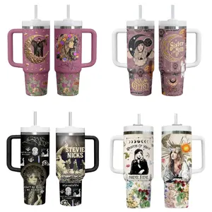 Stevie Nicks Tumbler 40oz, Sister of the Moon Gift Tumbler, Retro Witchy Hippie Goth Aesthetic Water Bottle