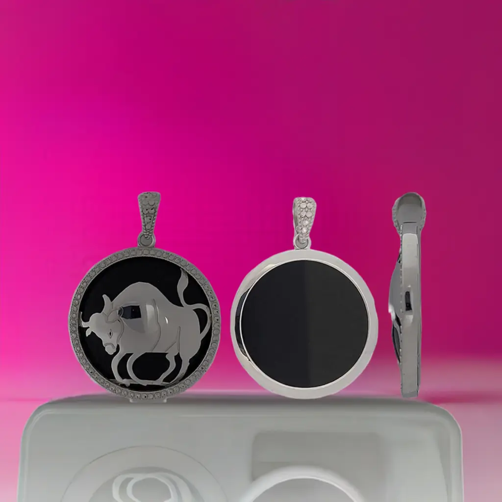 STERLING SILVER ONYX TAURUS PENDANT $20 WITH CODE $59OFF
