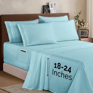 Elegant Comfort Extra deep 18-24 Inch Pocket 3 Line Embroidery, 6-Piece Sheet Set, Bright Shades Elegant Comfort Extra deep 18-24 Inch Pocket 3 Line Embroidery, 6-Piece Sheet Set, Bright Shades