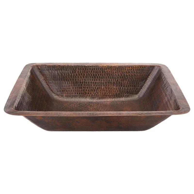 Rectangle Under Counter Hammered Copper Bathroom Sink