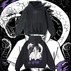 AnimeClothing Limited Sasuke Snake - NarutoShippuden anime Hoodie Tshirt Acid Washed Heavyweight Cotton Tshirt, 100% Cotton retro Washed anime t-shirt, vintage streetwear tee, Y2K graphic top