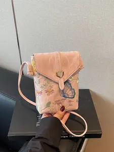 Mini Versatile Floral Heart Decor Phone Bag, Single Shoulder Crossbody, Perfect for Daily Outings, Stylish and Practical