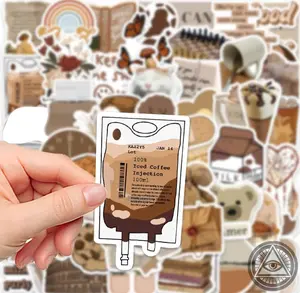 Vintage Brown Aesthetic Sticker Pack: Retro Coffee & Boho Deco Decals for Journaling, Laptop, Phone & Scrapbook