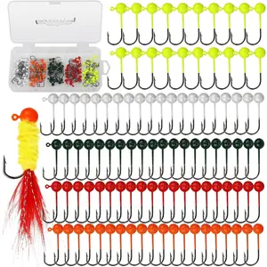 100 count Fly Tying Jigs Kit, Jig Heads for Fly Fishing 1/124oz 1/80oz 1/64oz 1/32oz 1/16oz Jig  Small Fly Fishing Hooks DIY Lure Making Kit Suit for Tying Flies | Crappie Lures
