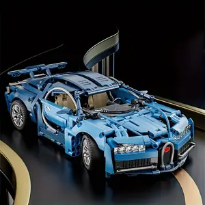 1300 Pieces Blue Mini Super Car Building Set, 1:14 Scale Racing Model, Collectible Desktop Decoration, Ideal Gift for Kids and Adults