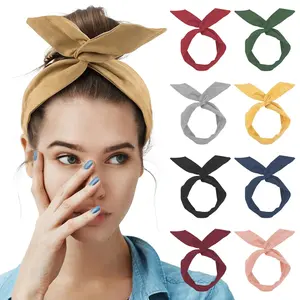 , 9 Pack Solid Color Twist Bow Headband Wired Hair Tie Wire Headbands  Ear  Wraps for Women Girls Accessories