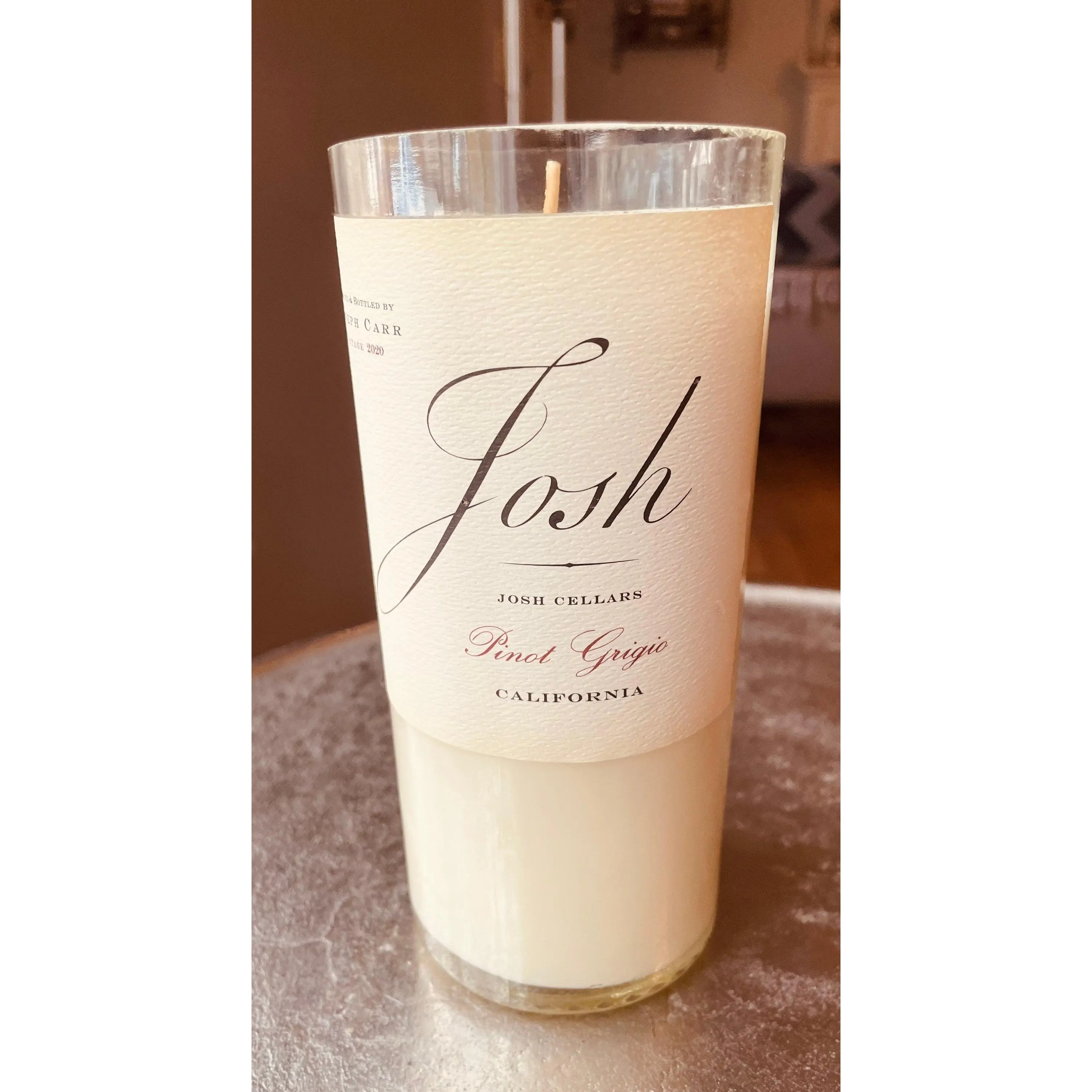 Pinot Grigio wine candle - Josh Cellars Bottle - Pinot Grigio scented - DECONSTRUCTED CANDLES - soy wax