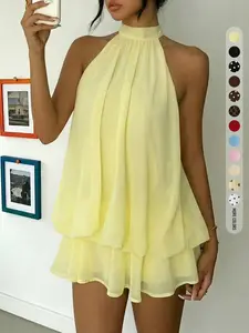 Women's Summer Backless Short Mini Dress, Party Strapless Halter Neck, Casual Slim-Fitting, Elegant, Chic and Versatile, Home Office Outdoor Wear